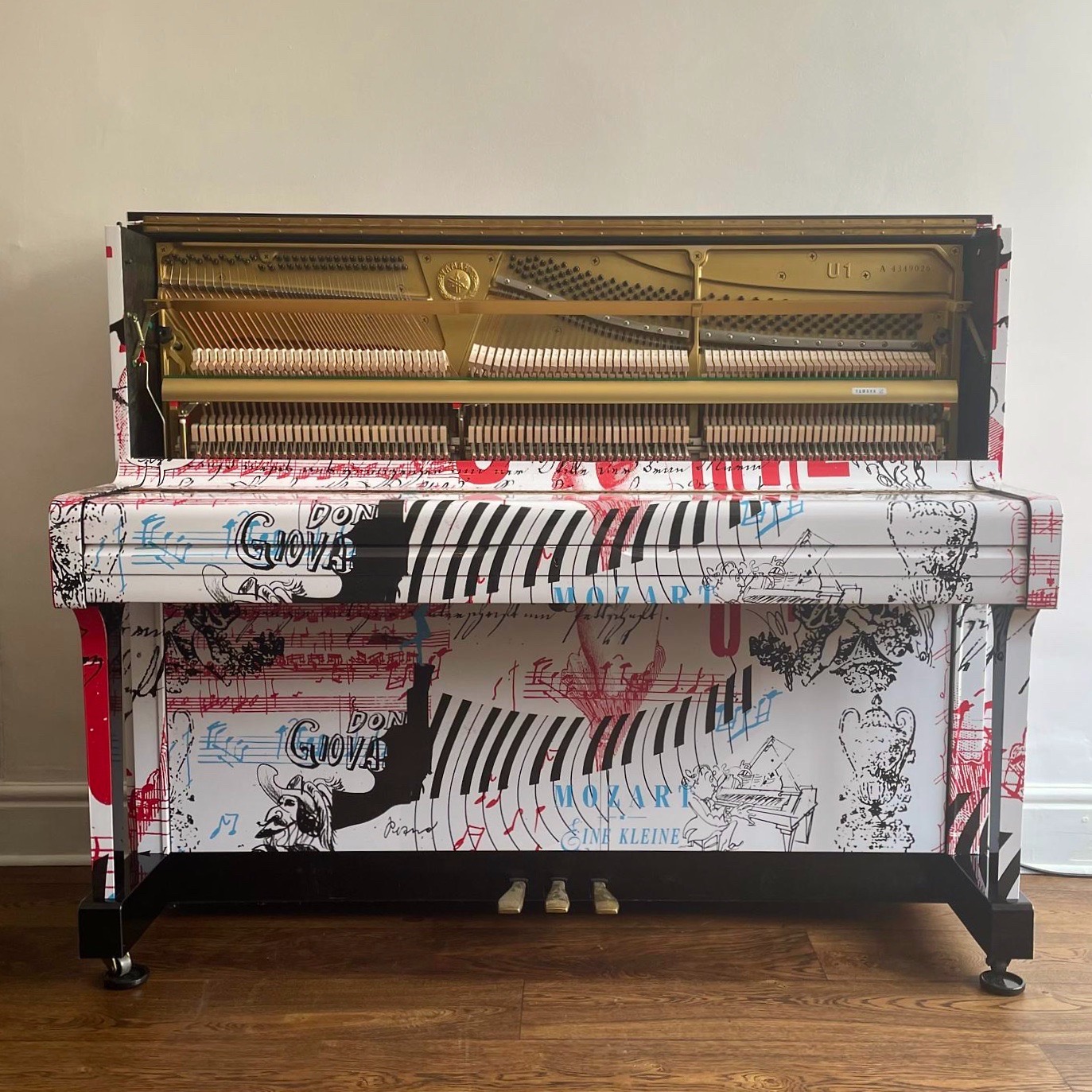A Yamaha U1 Vinyl Wrap Upright Piano - Image 2